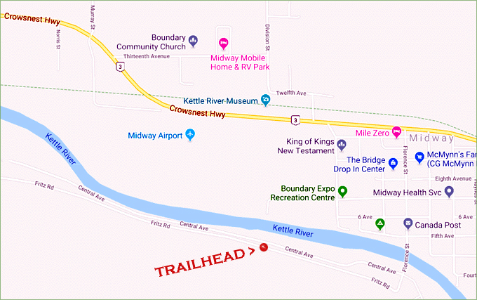 Map of the trailhead on Fritz Road