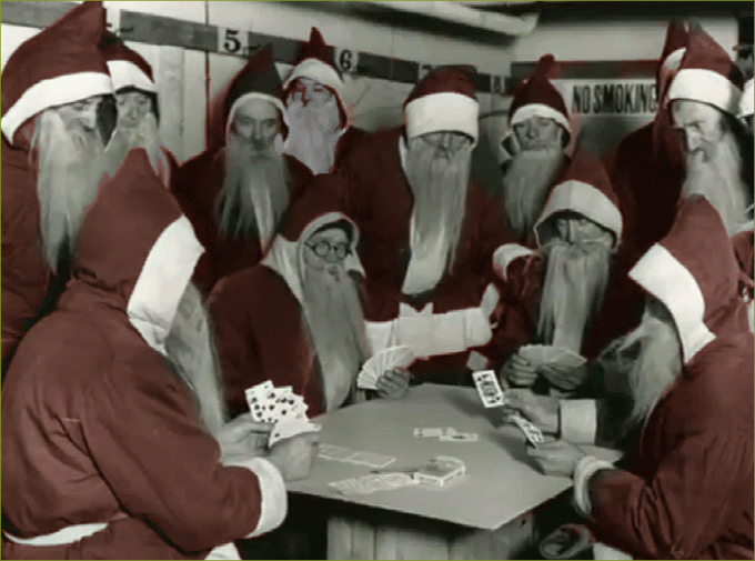 Santas, between shifts